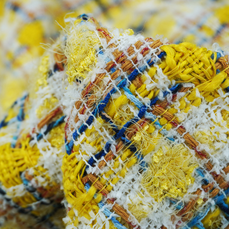 Sewing Tweed Fabric - Levendige stijl Geel veelkleurig garen Букле