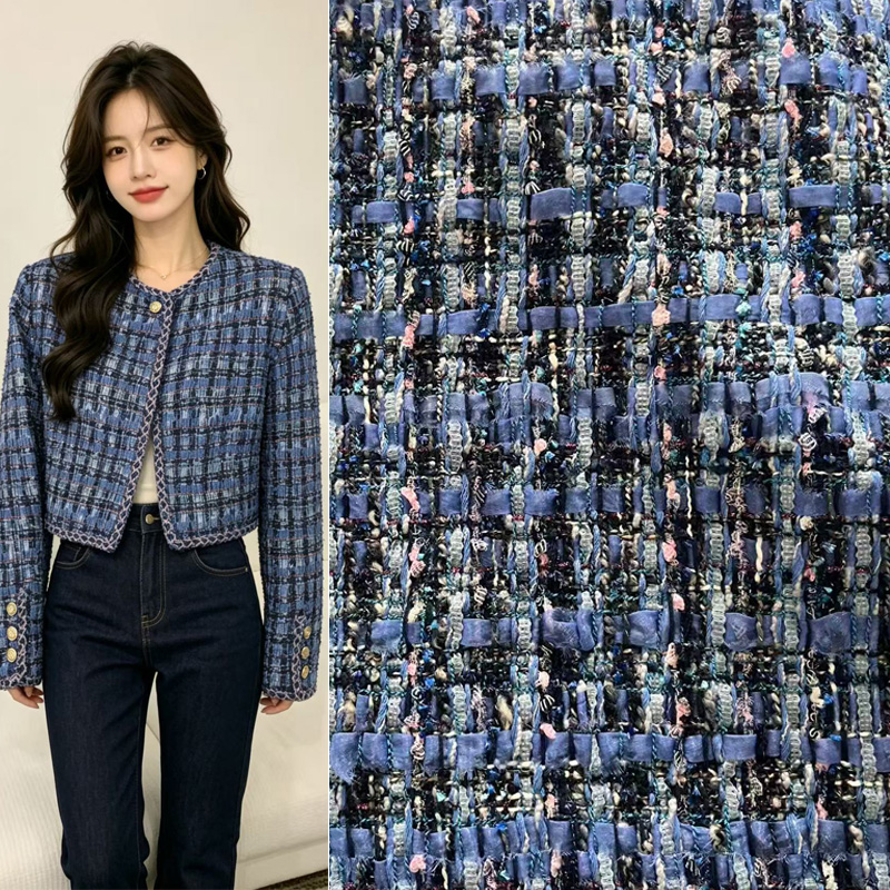 Sewing Tweed - Blauw garengeverfd zwaar industrieel tweed premium