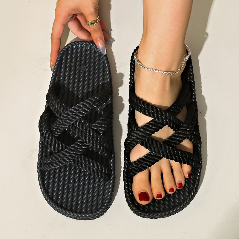 Elastic Waistband Roll - 2025 Nieuwe zomer dames henneptouw sandalen