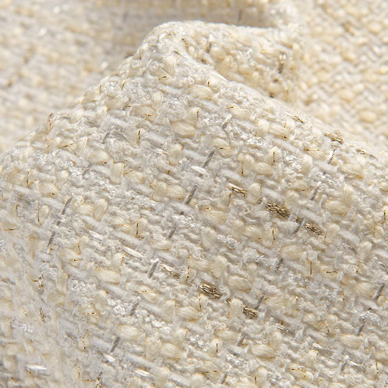 Sewing Tweed - Beige kleur en gouddraad garengeverfde tweed