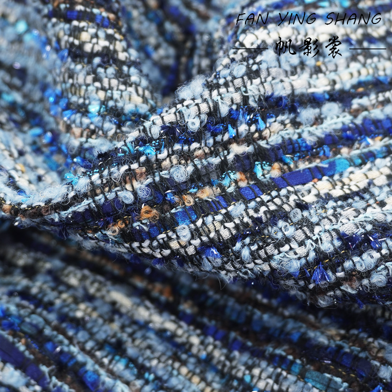 Sewing Tweed Fabric - 2025 blauwe serie heldere chiffon wol