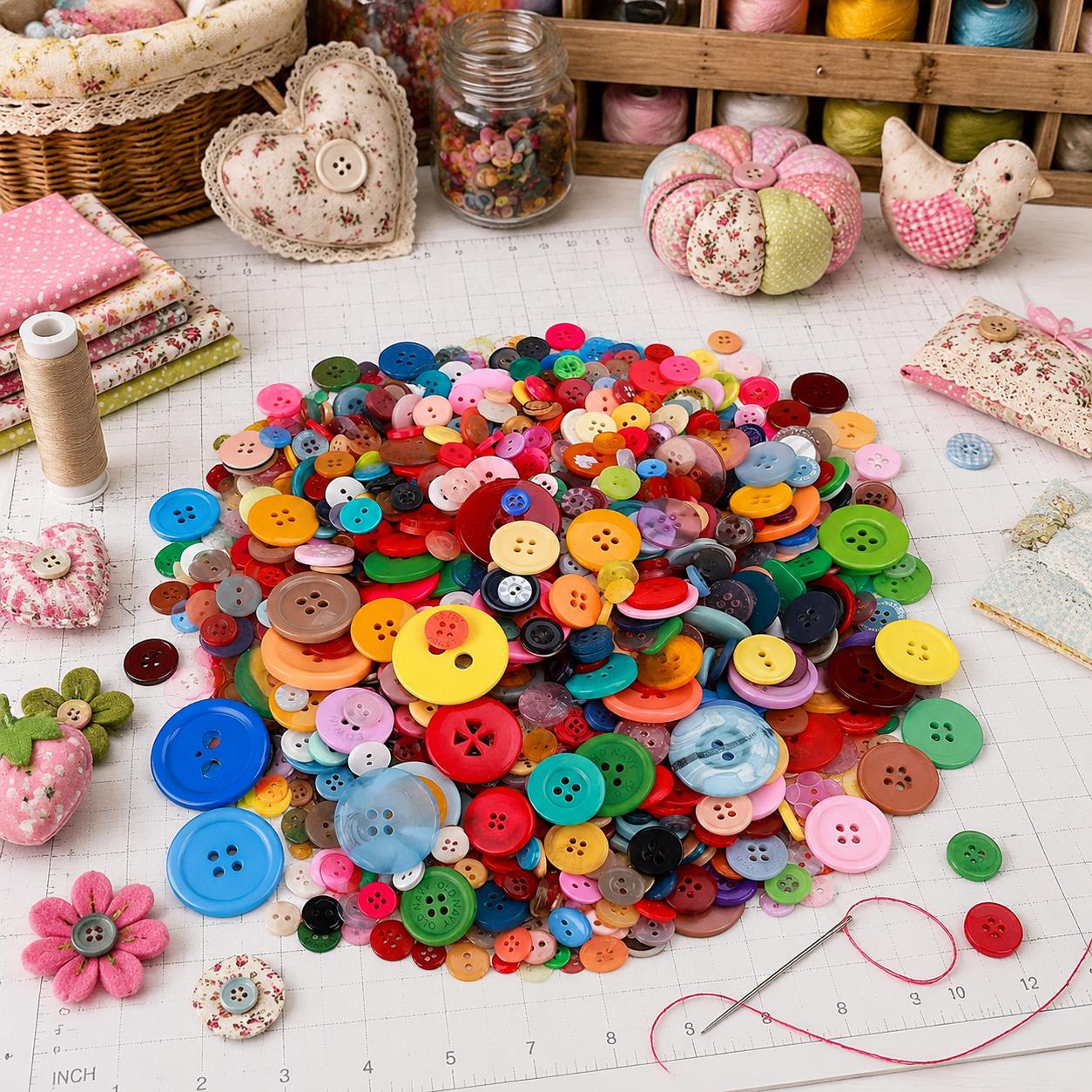 Textile And Sewing Supply - Bulk 100~500 stuks regenboogkleurige ronde knopen