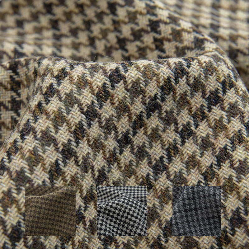 Sewing Tweed Fabric - Lichte koffie kleine houndstooth garengeverfde gevlochten