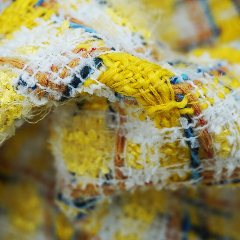 Levendige stijl Geel veelkleur - Sewing Tweed Fabric recensie en prijs