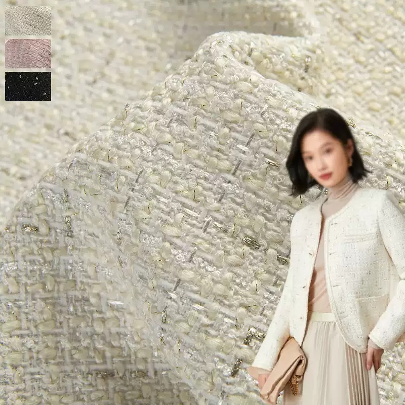 Beige kleur en gouddraad garen - Sewing Tweed recensie en prijs