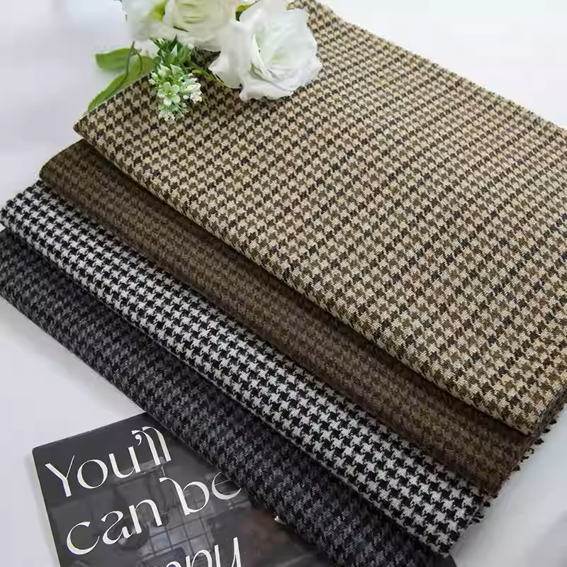 Lichte koffie kleine houndstoo - Sewing Tweed Fabric recensie en prijs