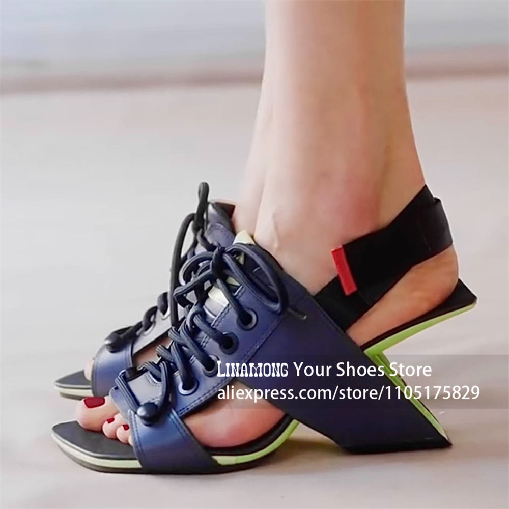 Geometrische bloksandalen met  - Elastic Waistband Roll recensie en prijs